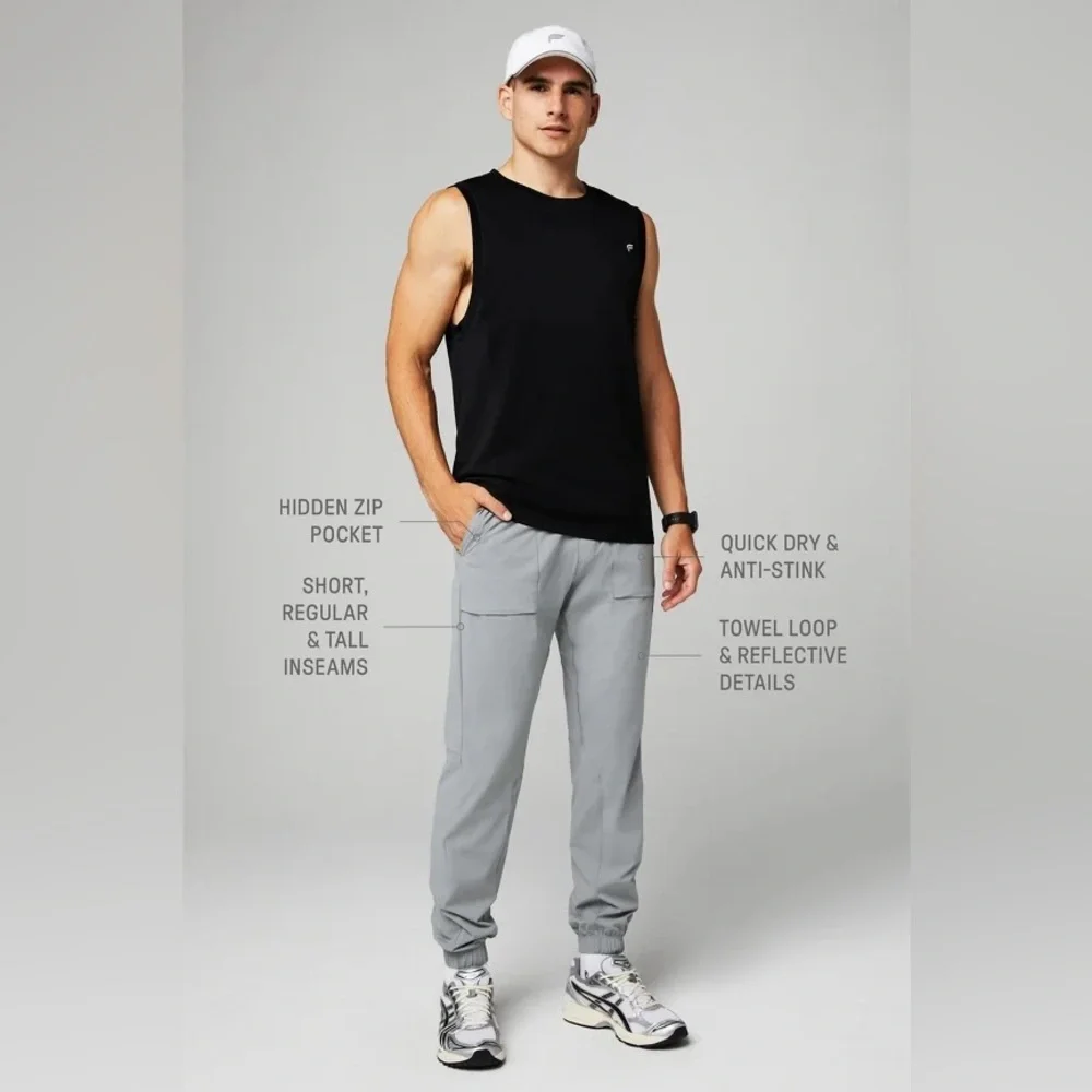 Mens Fabletics The One Jogger Training Athletic Pants - Shadow Grey Size Medium - Picture 5 of 8